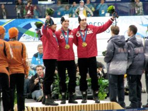 Denny Morrison 2010 Olympic Podium